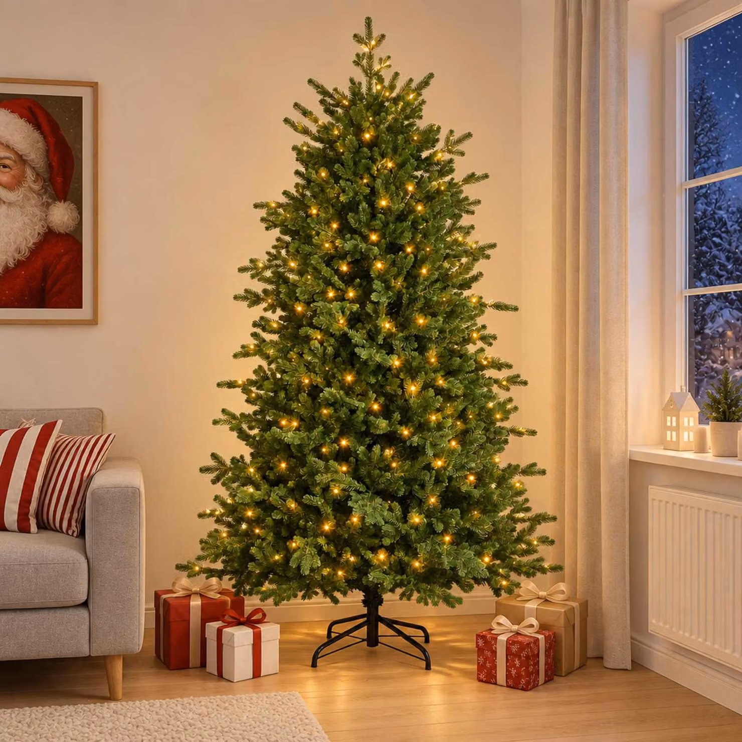 vidaXL Albero di Natale Artificiale con Rami Pieghevoli 240 cm 300 LED