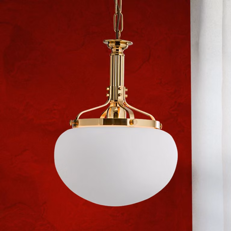 ORION Lampada a sospensione in vetro DELIA, dimmerabile, Ottone / Oro, Soggiorno / Sala da pranzo, Ottone, Antico, Lampada a sospensione