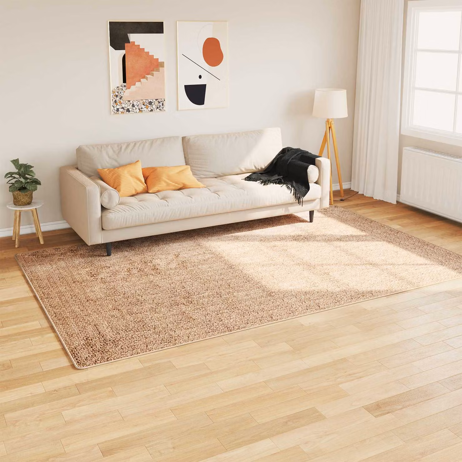 Tappeto Runner vidaXL MARSA Giallo e Beige, Design Astratto Moderno, Lavabile e Antiscivolo, L: 190 cm x P: 300 cm