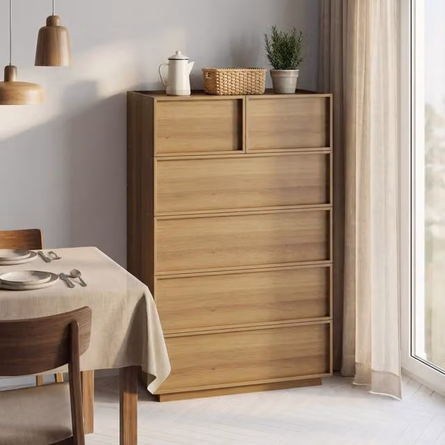 Cassettiera REDOM a 6 cassetti effetto rovere marrone L: 80 cm, P: 48 cm, H: 127 cm