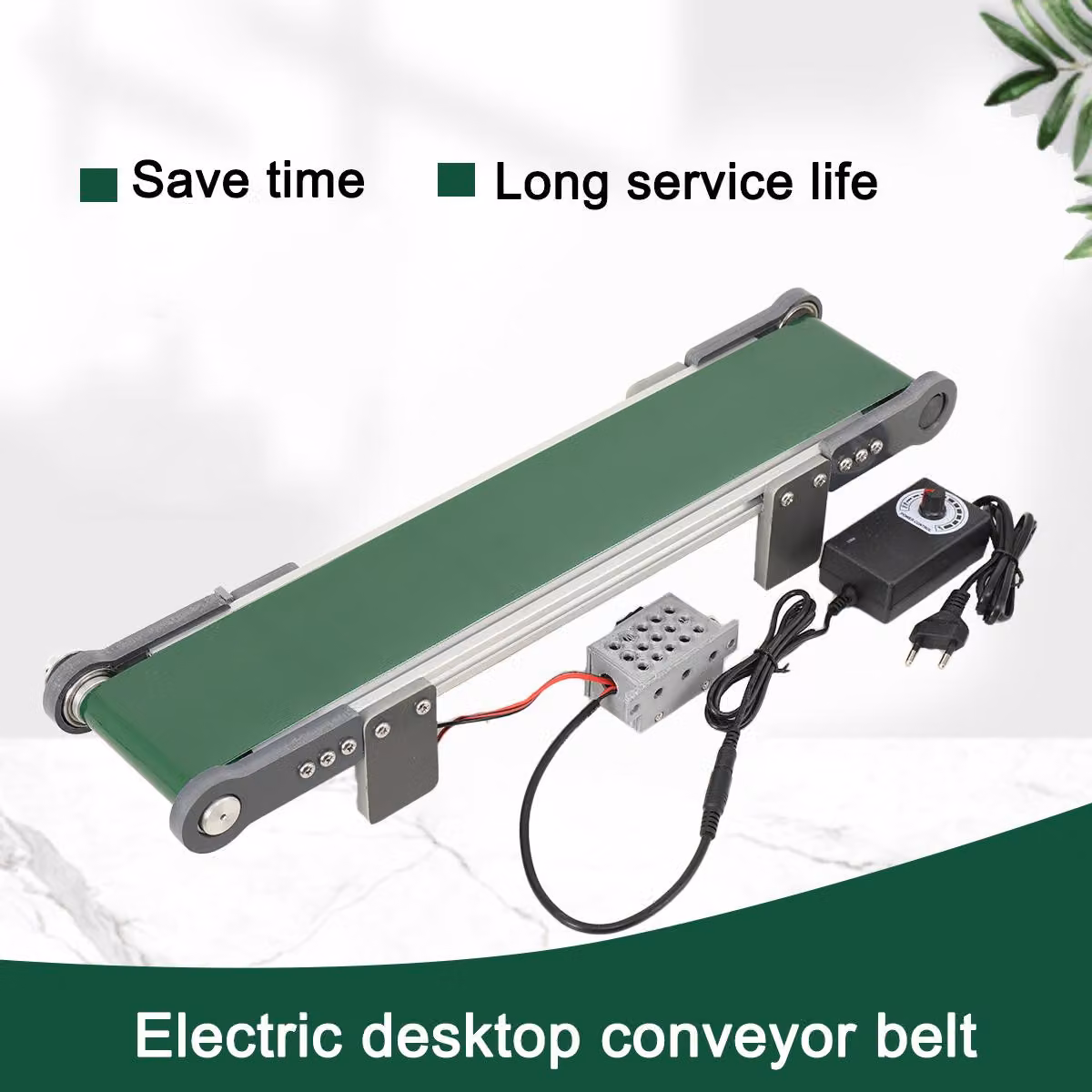 Nastro trasportatore per vassoi - Elettrico - Lunghezza 50 cm - Motore a 12V DC - Cinghia in PVC piatta