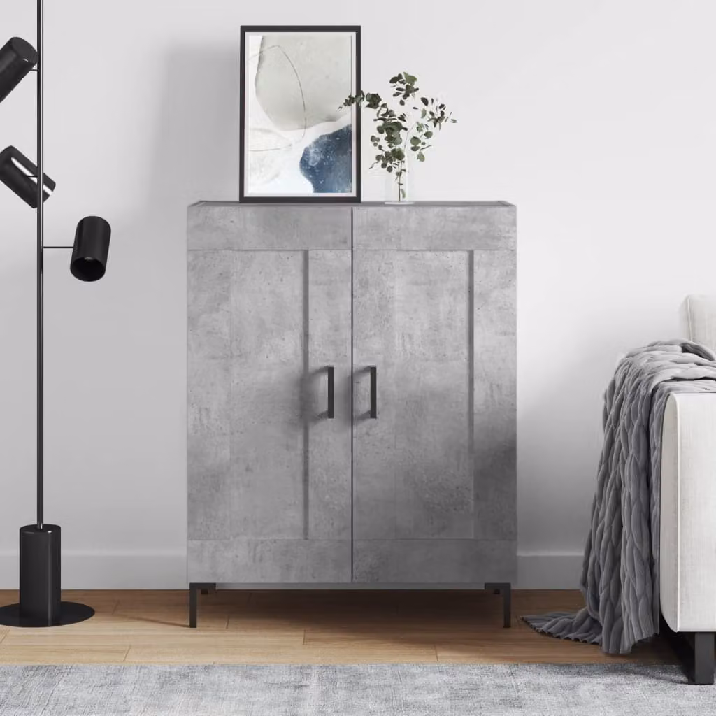 Credenza vidaXL in legno e metallo Grigio, L 69,5 cm x P 34 cm x H 90 cm