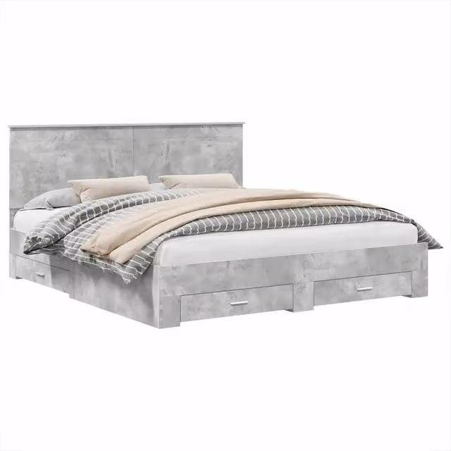 Letto matrimoniale | Letto per adulti | Struttura del letto con testiera Grigio cemento 180 x 200 cm