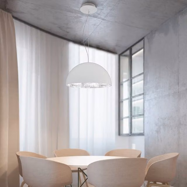 Lampadario a soffitto Glamour Venice LUMICOM bianco con paralume in vetro Ø40 cm, attacco E27