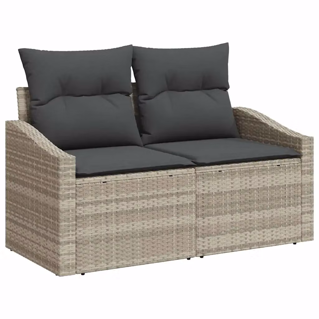 Divano da giardino moderno vidaXL in polyrattan grigio con cuscini L: 123 cm, P: 62 cm, H: 69 cm – 2