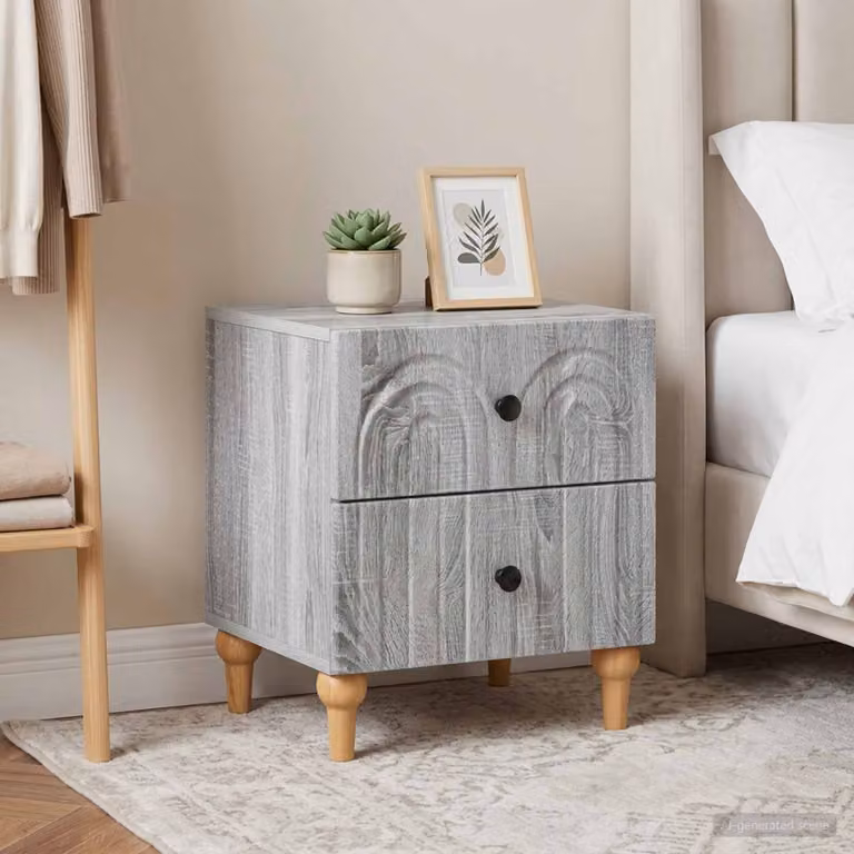 Set di 2 Armadi da Notte vidaXL Moderni in Grigio Sonoma, L 43 cm x P 34,5 cm x H 48 cm