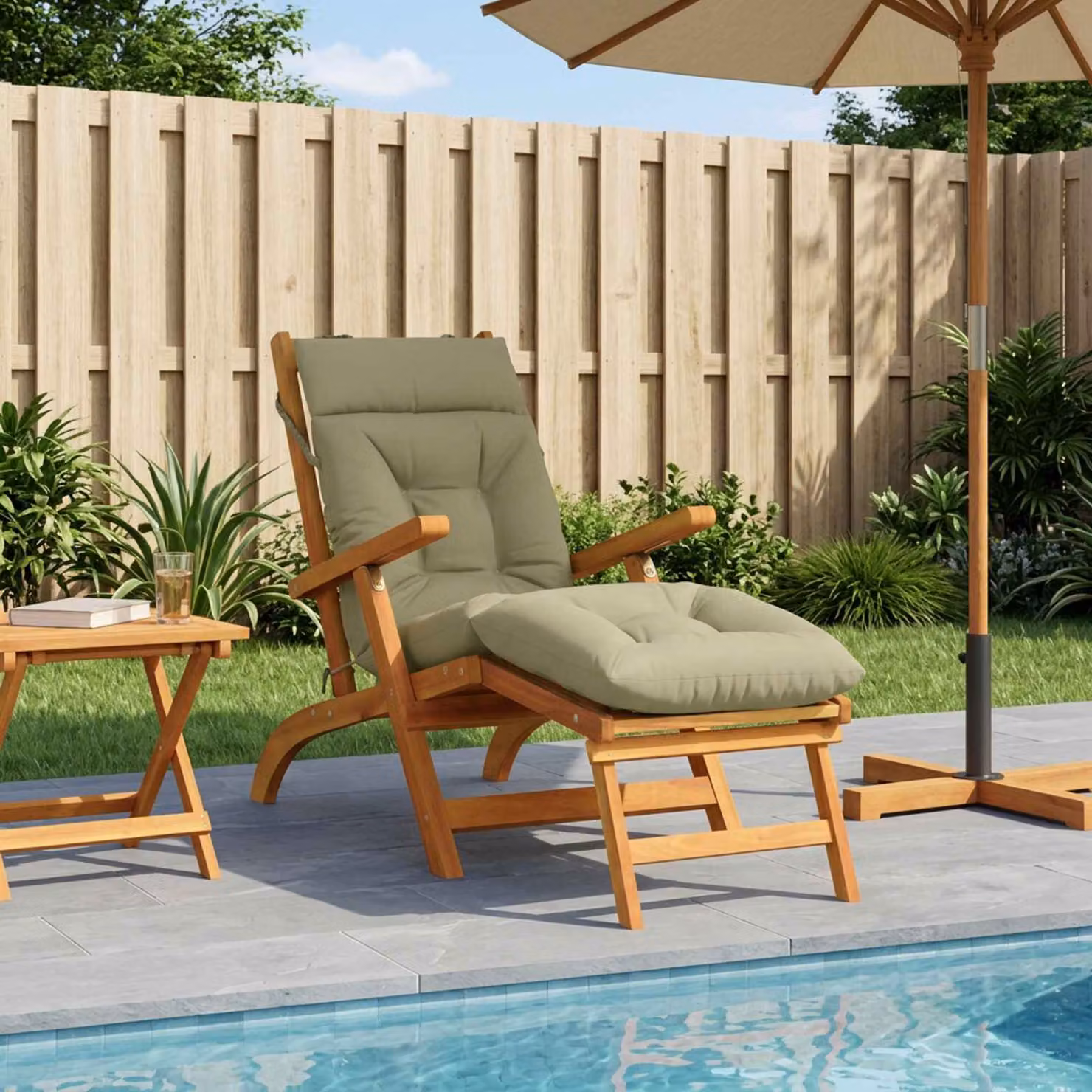 vidaXL Cuscino per Lettino VIANEN Verde chiaro in 100% Poliestere con Rivestimento Lavabile e Resistente ai Raggi UV