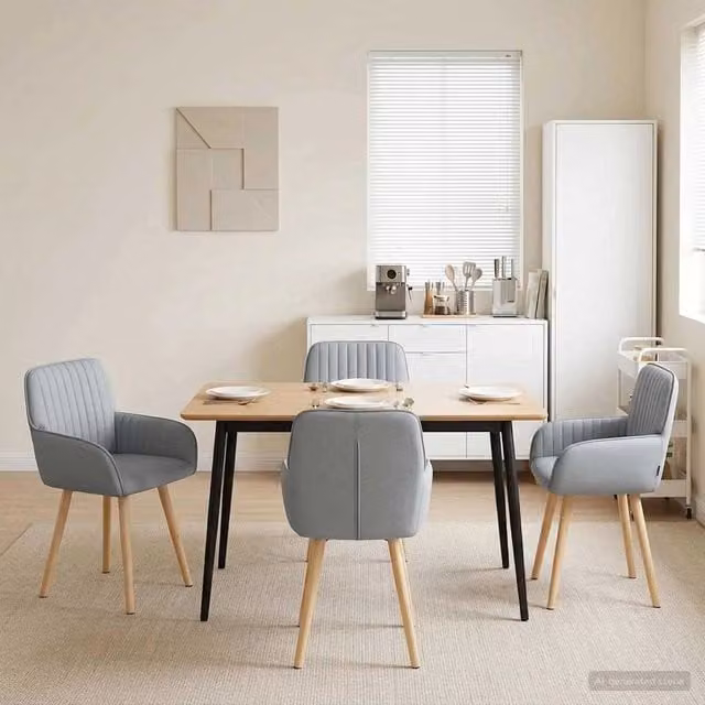 Set di 4 sedie da pranzo moderne vidaXL in tessuto grigio, L: 56,5 cm, P: 50 cm, H: 87,5 cm – 1