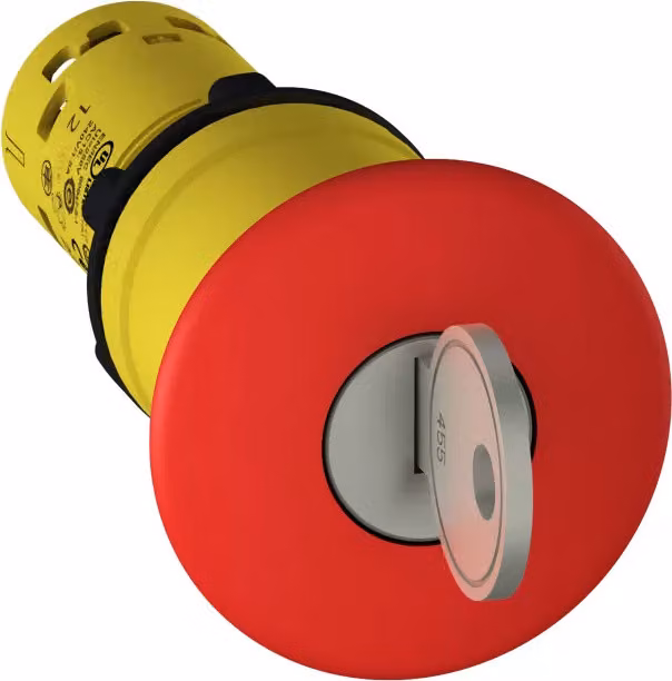 Schneider Electric Pulsante di arresto di emergenza/arresto di emergenza, Harmony XB7, monoblocco, plastica, Ø22 mm, rosso, sblocco con chiave, 2Ö, morsetto a vite XB7NS9444
