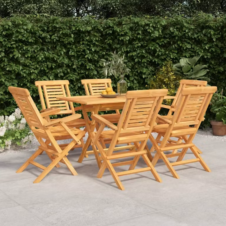 The Living Store 7 pezzi. Set da pranzo da giardino in legno massiccio teak