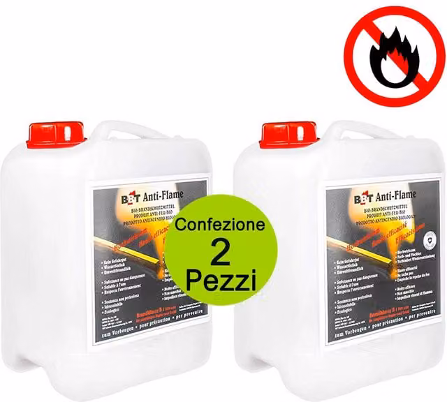Multipack da 2 pezzi di spray ignifugo ritardante di fiamma AntiFlame a base acquosa, 10 l ciascuno