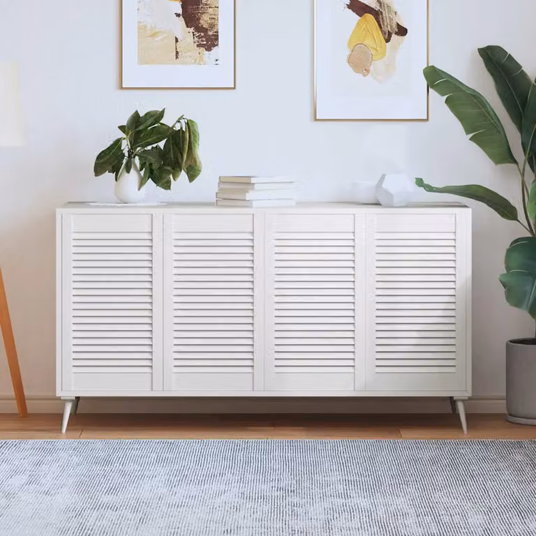 Set di 4 porte a persiana con porta vidaXL in legno di pino, colore bianco, H: 69 cm x L: 49,4 cm