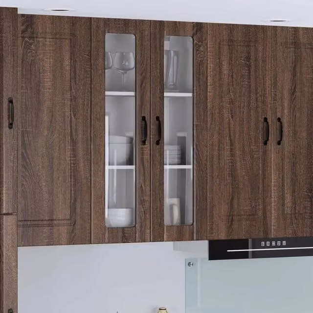 Pensile da cucina moderno vidaXL in legno color rovere marrone con ante a battente, L: 60 cm, P: 31 cm, H: 100 cm – 1