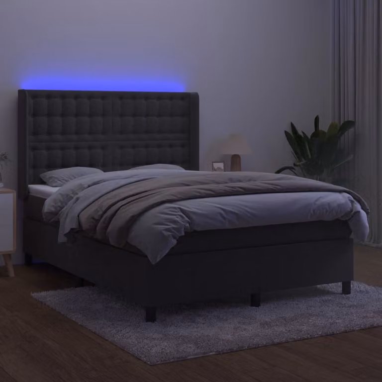 Maison Exclusive - Letto a Molle con Materasso e LED Grigio Scuro 140x200 cm