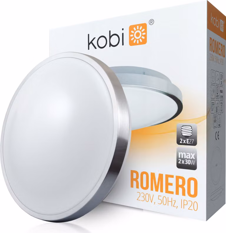 Lampada da soffitto piatta, rotonda Ø34cm, compatibile con 2x lampadine E27 230V Plafoniera Cucina Bagno Lampada da soffitto Design moderno cromato