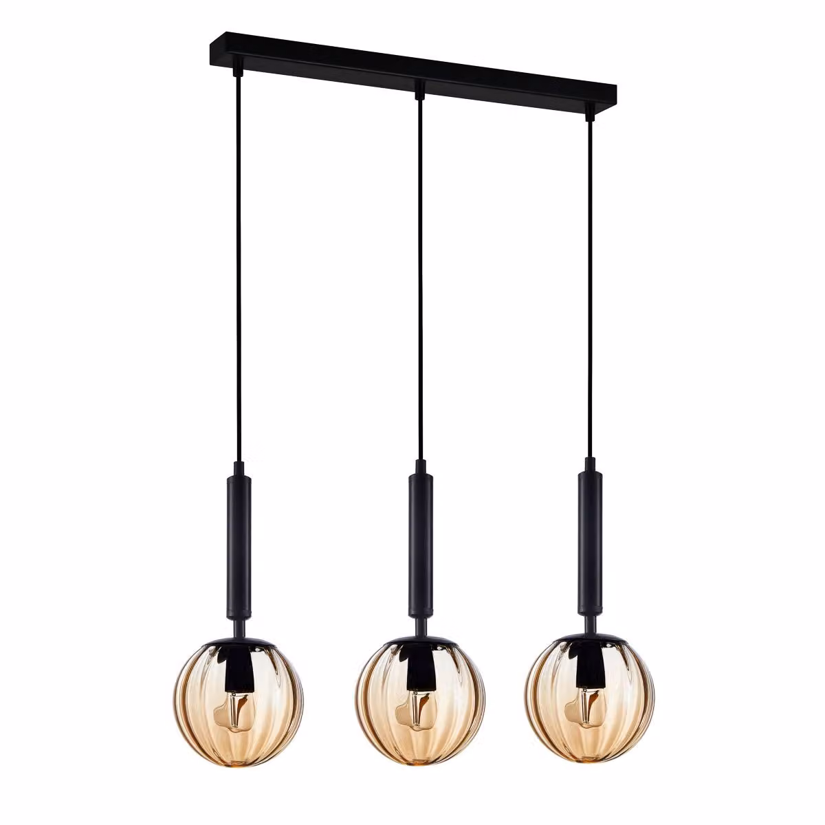 Lampadario Ravena nero e miele 3xE27x40W in vetro, dimensioni: 148x47,5x15 cm, IP20, Italux