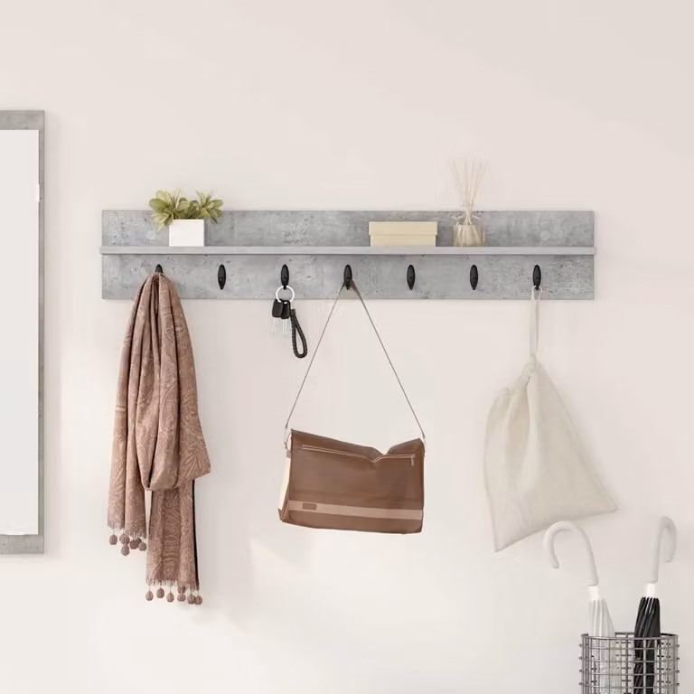 vidaXL Appendiabiti a muro moderno in MDF Grigio cemento L 100 cm x P 10,5 cm x H 18 cm