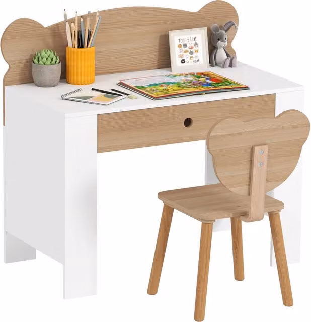 Scrivania bambini con sedia e cassetto ¨C Xylo ¨C Legno naturale 80x41x74,5 cm