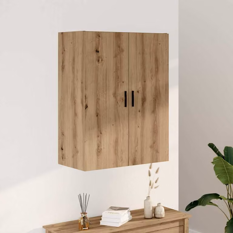 Mobile a parete vidaXL in legno Rovere Artigianale, Marrone, L: 69,5 cm, P: 34 cm, H: 90 cm