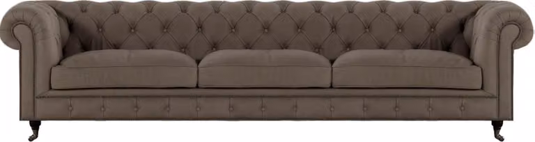 Dreisitzer Sofa Couch Polstermöbel Grau Textil Polstermöbel Chesterfield