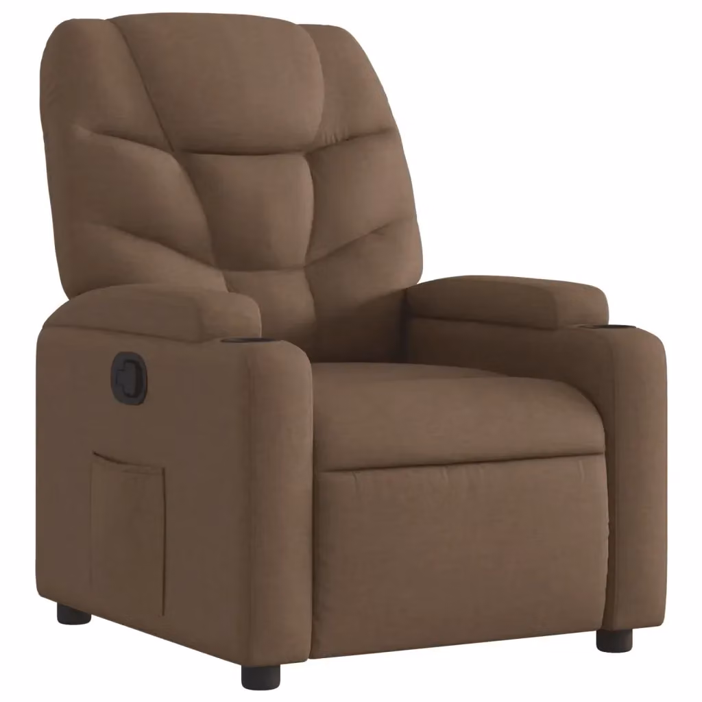 Poltrona Reclinabile Relax vidaXL in Tessuto Marrone con Braccioli e Struttura in Legno e Metallo – 2