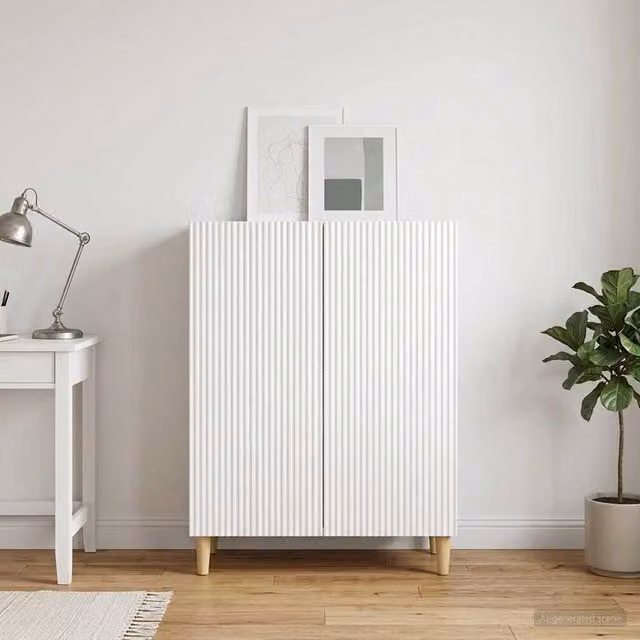 Credenza moderna vidaXL in MDF bianco lucido L 66 cm x P 34,5 cm x H 90 cm