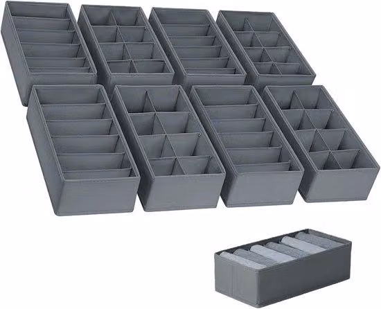 Contenitore per calze e biancheria intima - Armadio pieghevole - Organizzatore per abiti - Organizzatore pieghevole per armadio, ideale per calze e biancheria intima (grigio)
