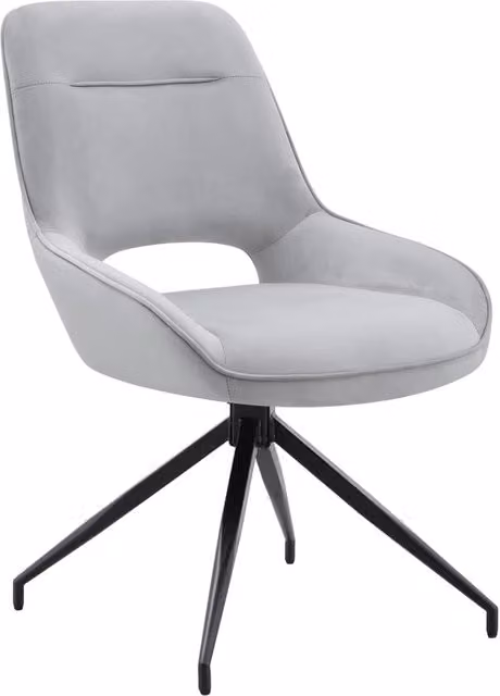 Set di 2 Sedie da Pranzo Girevoli a 360° in Velluto Grigio Chiaro con Struttura in Metallo Nero