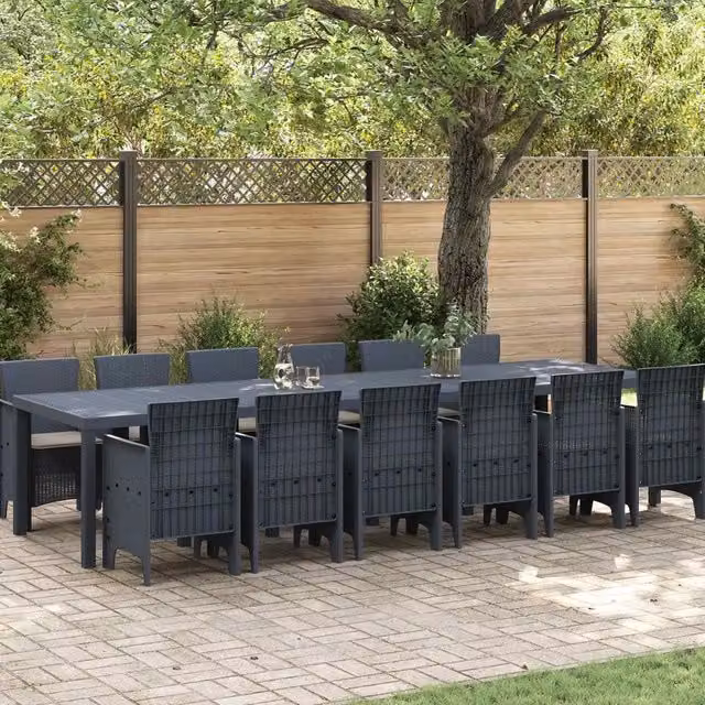 Set da pranzo per giardino e terrazza vidaXL in polyrattan antracite, 13 pezzi – 1