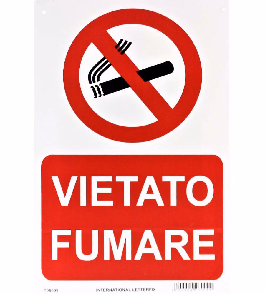 Cartello Vietato Fumare Letterfix 20x30 cm PVC