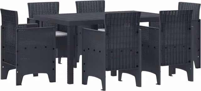 vidaXL Set da Pranzo per Giardino 7 pz in Polyrattan Antracite