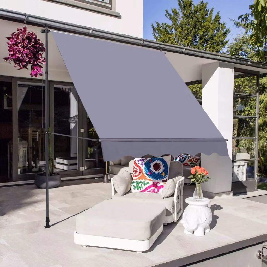 Tenda da balcone a bracci WISHDOR in alluminio e poliestere, grigio, L: 200 cm, H: 150 cm, con manovella e montaggio a parete – 2