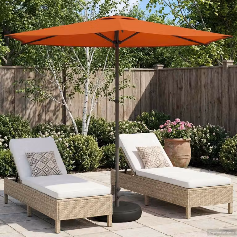 Maison Exclusive - Ombrellone da giardino con base, forma rettangolare, 2,7 x 2,7 m, in poliestere