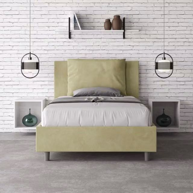 Letto imbottito Antea Ityhome in microfibra colore Tè verde L: 110 cm, P: 212 cm, H: 125 cm