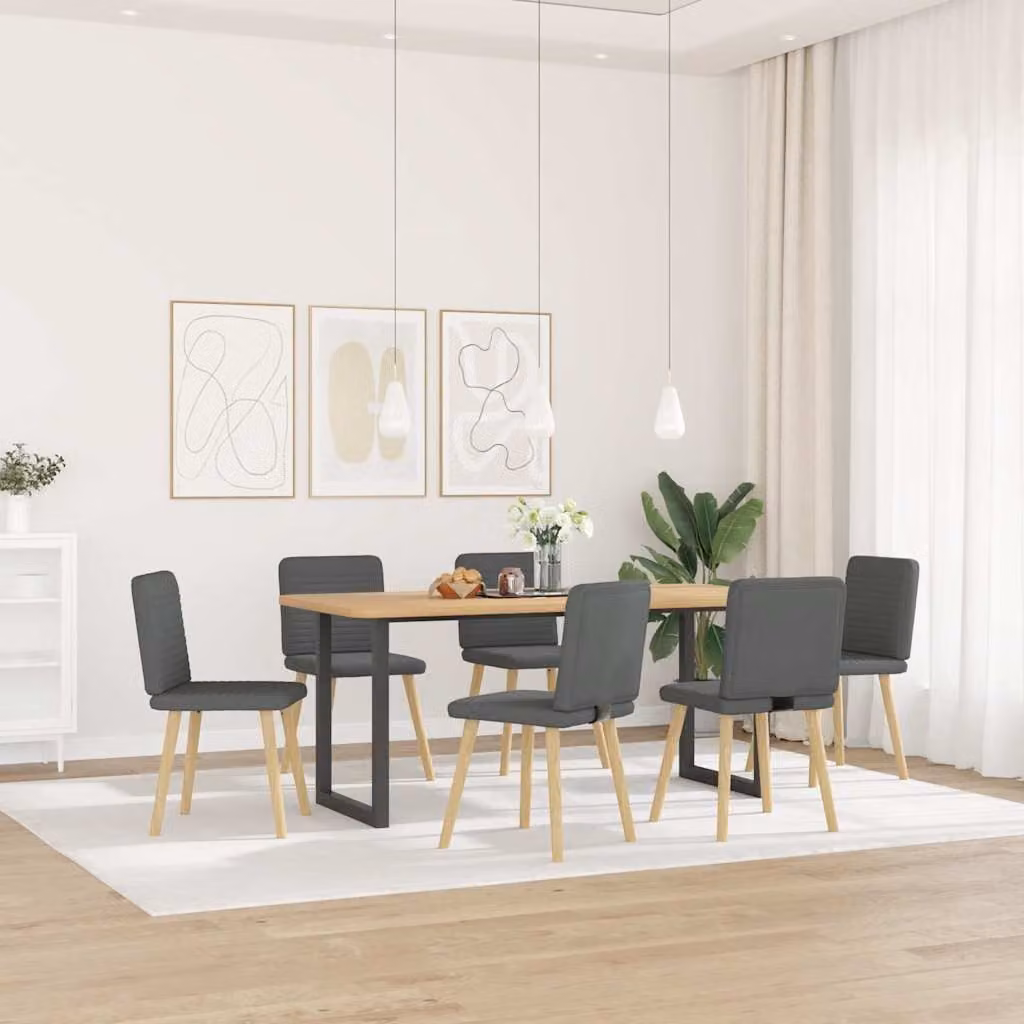 Sedie da Pranzo 6 pz Grigio Scuro in Tessuto