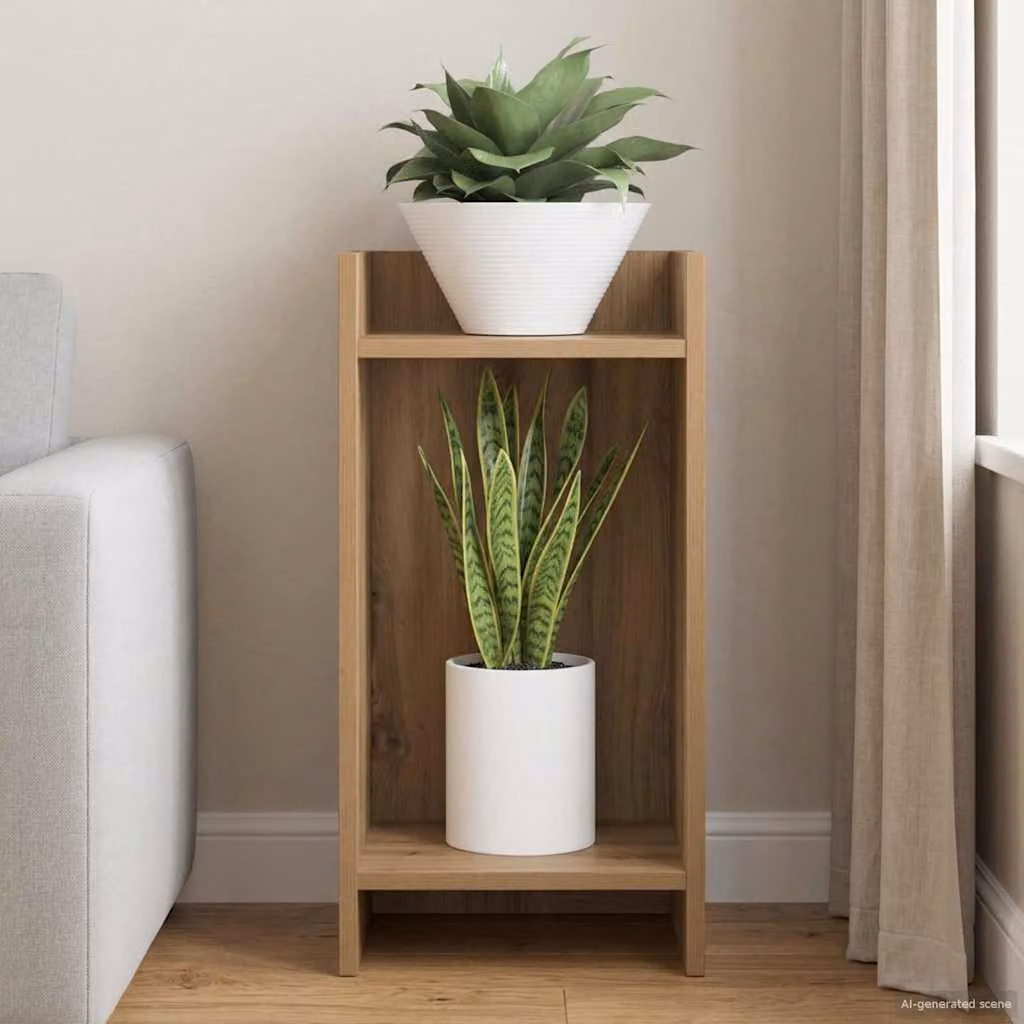 vidaXL Supporto per piante in legno Rovere marrone L/P/H: 30 x 30 x 60 cm