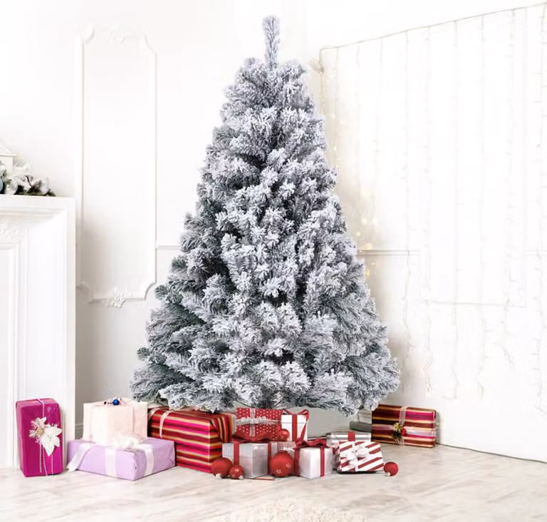 Izrielar 180cm albero di Natale artificiale con neve incl. 860 aghi in PVC, supporto in metallo, abete, albero di Natale