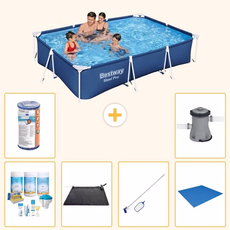 Bestway Steel Pro, piscina rettangolare - 300x201x66 cm - 7 pezzi - Modello S22077