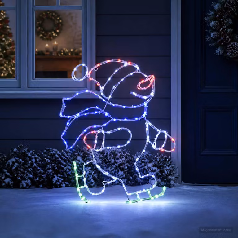 Pannello luminoso a LED "Babbo Natale sui pattini" LOVIISA, 120 LED
