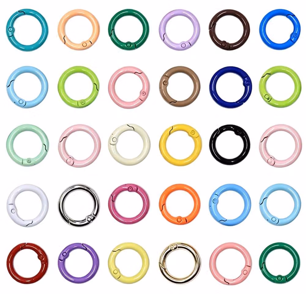 30 portachiavi rotondi, con gancio a scatto, diametro 23,5 mm, colorati, accessori per il fai-da-te
