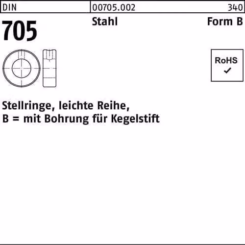 Set collari Reyher DIN 705 acciaio B 15 007050020150000 (10 pezzi)
