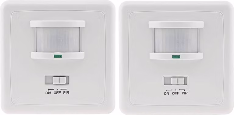 Rilevatore di movimento ChiliTec Rilevamento a 160° Installazione a incasso Portata 9m LED adatto Sensore a infrarossi a 3 fili Installazione a incasso I commutazione in parallelo I bianco, 2 pezzi