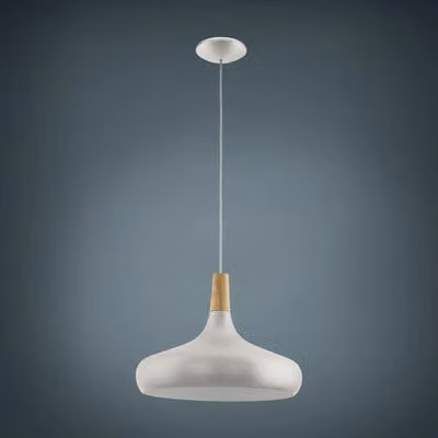 Lampada a sospensione EGLO Sabinar, lampada a sospensione in acciaio e legno, finitura argento spazzolato e marrone, attacco E27, Ø 40 cm, certificata
