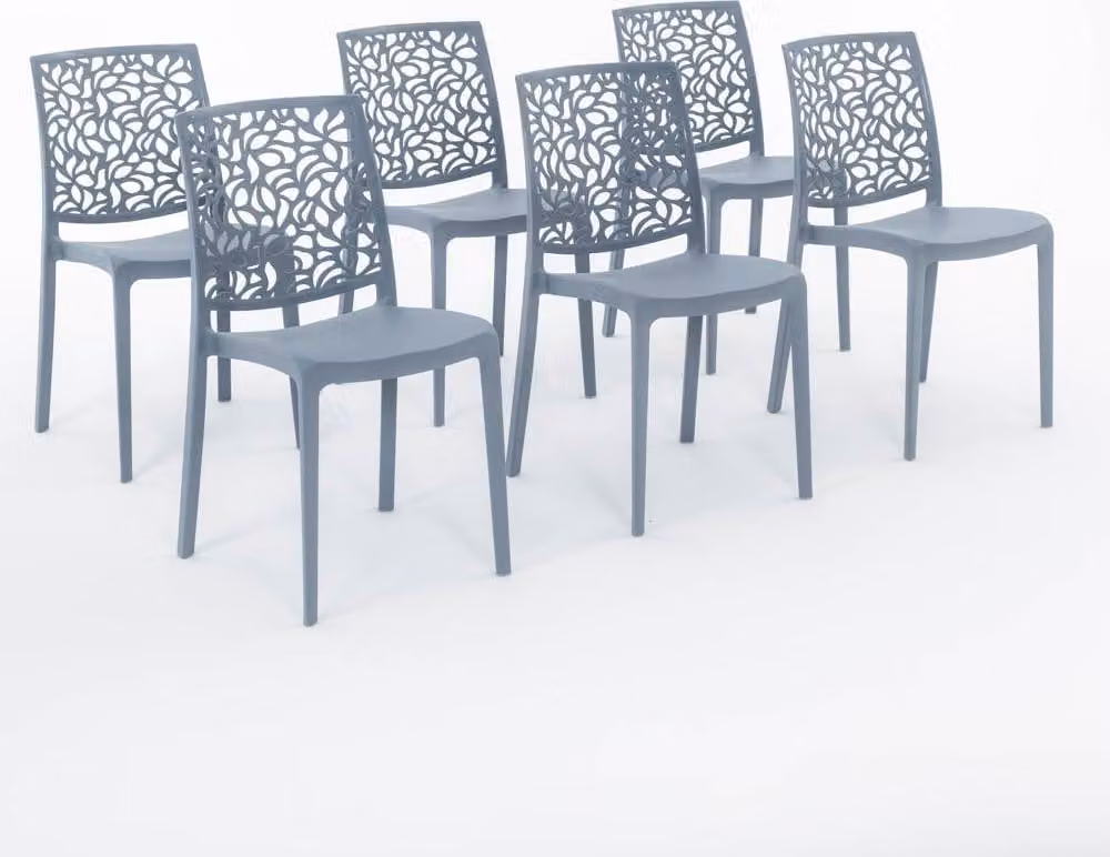 set di 6 sedie impilabili in polipropilene con fibre di vetro per esterni e giardino, bar e ristorante, cucina design moderno - ANNA - Cemento