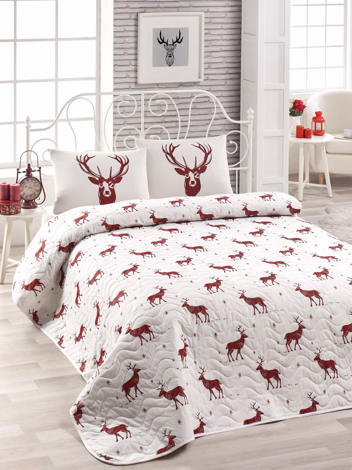 L'Essentiel Linge de Maison, Geyik- ELR6942, Claret, rosso, copriletti, 90 gr/m², 65% cotone / 35% poliestere (rivestimento) /