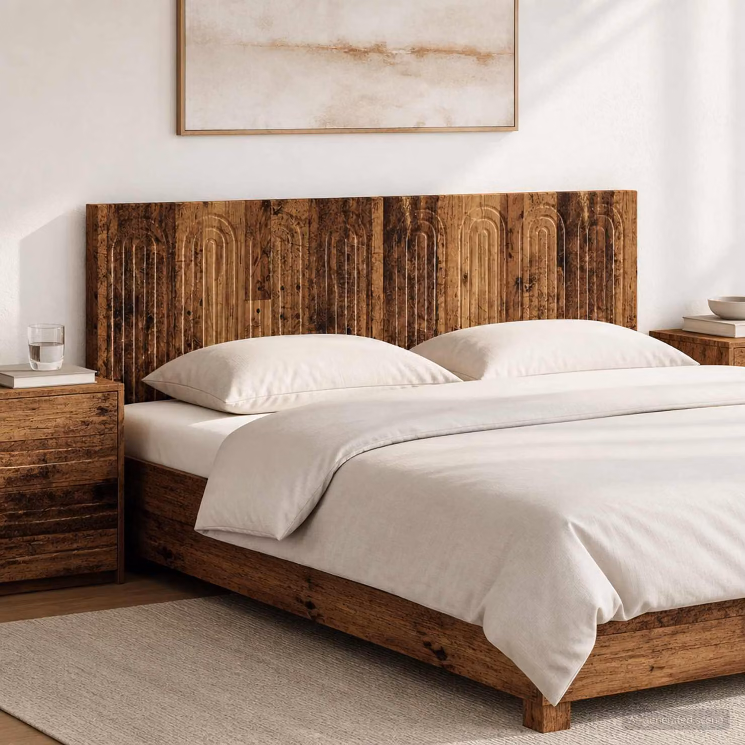 Testiera da muro vidaXL ALKMAAR in legno ingegnerizzato, colore marrone antico, L: 180,5 cm, H: 50 cm, P: 3 cm