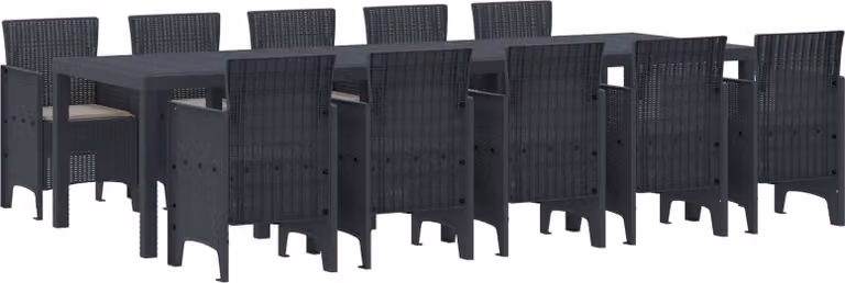 Set da Pranzo per Giardino 11 pcs Antracite Poly Rattan
