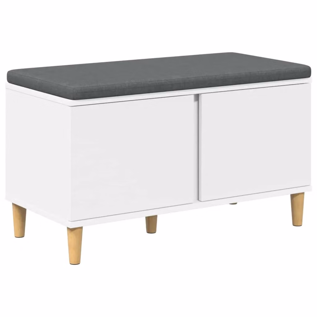 Panca da ingresso con porta scarpe e cuscino bianco vidaXL L/P/H: 60 x 38 x 46 cm – 2