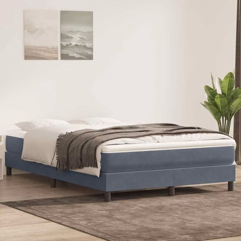 vidaXL Giroletto Ibrido con Materasso in Velluto Grigio Scuro L: 160 cm, P: 213 cm