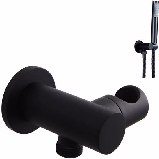 Supporto a parete in ottone per soffione della doccia - Supporto per soffione doccia girevole - Raccordo doccia a gomito - Facile installazione - Flusso d'acqua costante - Adatto per supporti per soffioni doccia da incasso - Nero